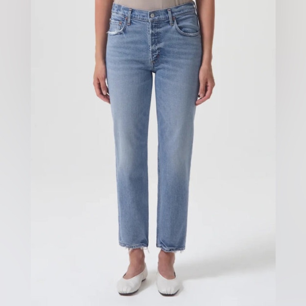 AGOLDE Kye Mid Rise Straight Ankle Distress Jeans Organic Cotton Size 29